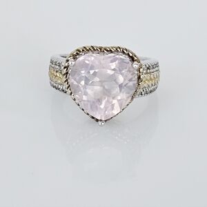 Genuine Rose Quartz Ring Sterling Silver & Gold Vermeil Size 7!